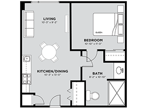 Typical 1 Bedroom Floor Plan