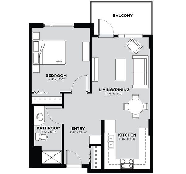 Typical 1 Bedroom Floor Plan