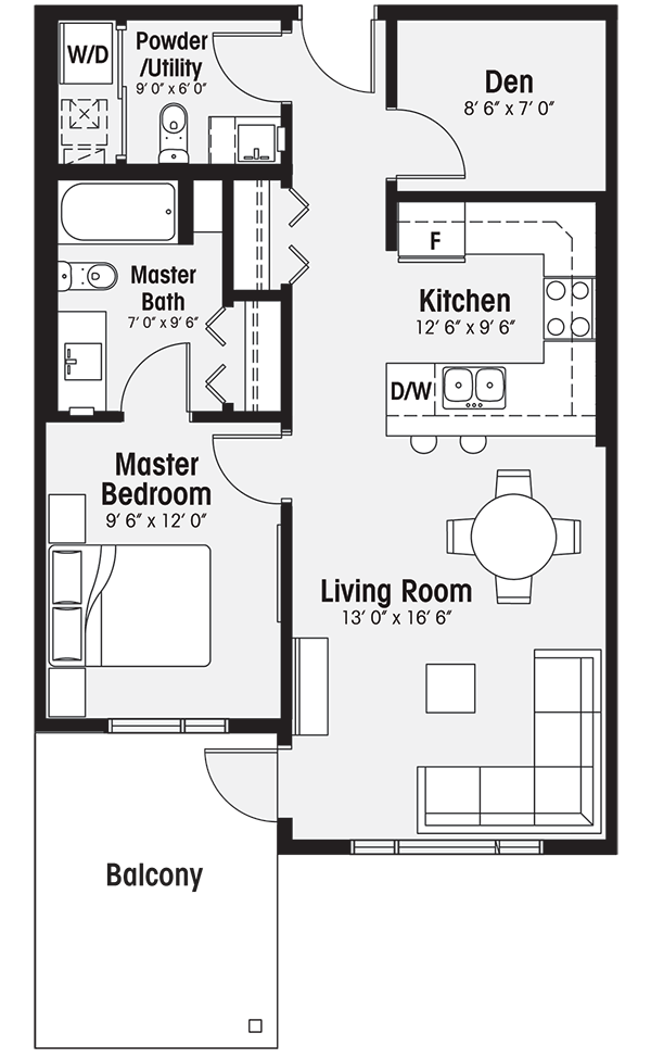 Typical 1 Bedroom Floor Plan