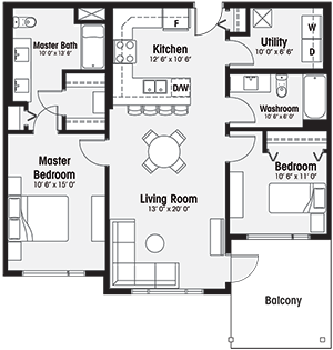 Typical 2 Bedroom Floor Plan