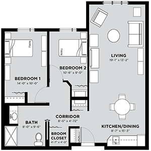 Typical 2 Bedroom Floor Plan