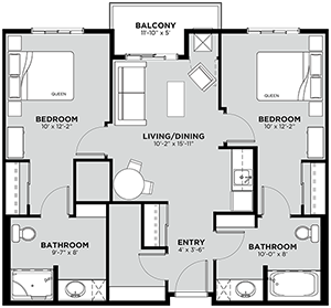 Typical 2 Bedroom Floor Plan