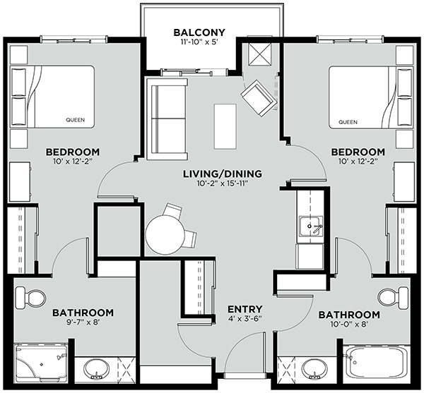 Typical 2 Bedroom Floor Plan